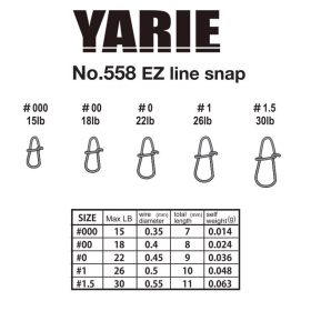 Yarie 558 Ez Line Snap 46lb 2 Clip 11 pièces