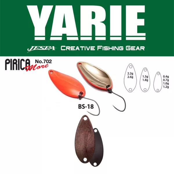 Yarie 702 Pirica More 1,5gr BS-18 Gradation R Dark Brown Cuillère de pêche