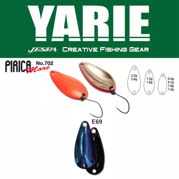 Yarie 702 Pirica More 2,2gr E69 Fire Blue Cuillère Oscillante