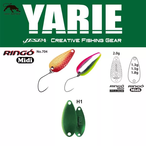 Yarie 704 Ringo Midi 1,8gr H1 Green Metallic Cuillère Tournante