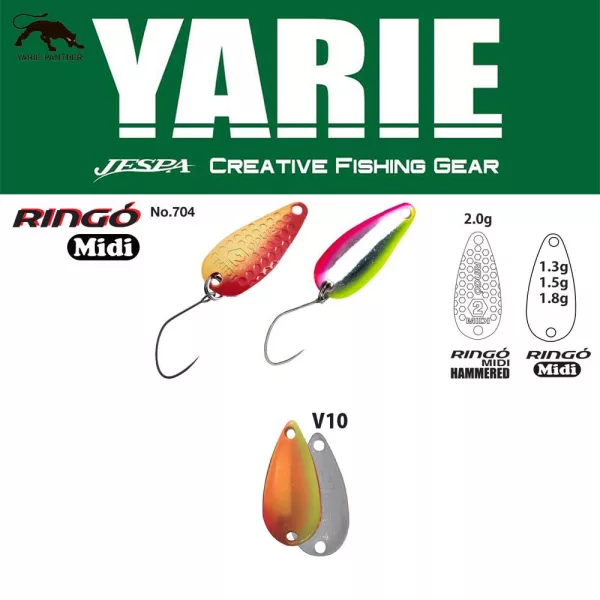 Cuillère Vibrante Yarie 704 Ringo Midi 1,8gr V10 Mix Orange