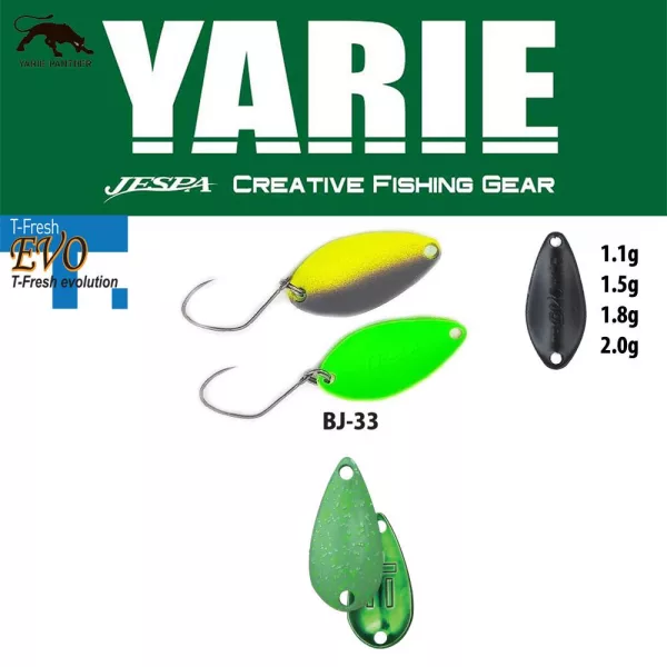 Yarie 710T T-Fresh Evo 1,1gr BJ-33 Teppan Green Cuillère Ondulante