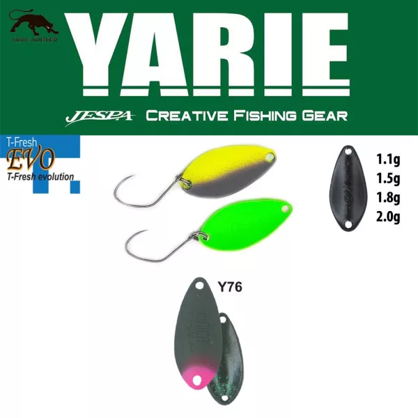 Yarie 710T T-Fresh Evo 1,5gr Y76 Olive/Pink Tail Cuillère de pêche