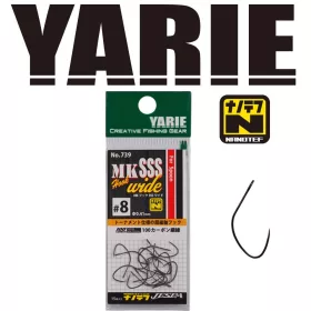   Yarie 739 MK SSS Wide 09 Barbless À œillet, Sans ardillon, Hameçon à simple hampe pour poissons prédateurs 15 pcs