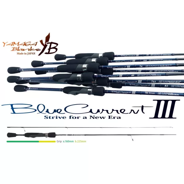 Yamaga Blanks Blue Current III 510 1,77m 0,3-4,5gr Canne à Pêche Spinning 2 Pièces
