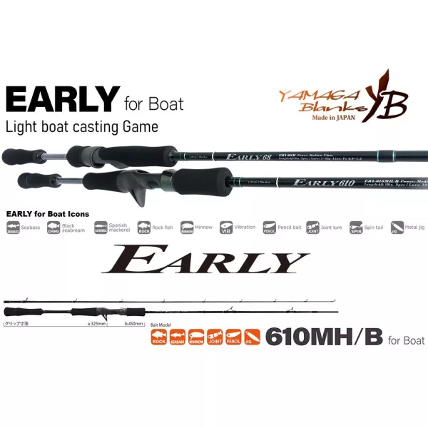 Yamaga Blanks Early Boat 610MH/B Baitcasting 2,10m 10-50gr Canne spinning en 2 pièces