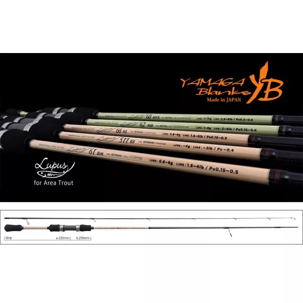 Canne à pêche spinning Yamaga Blanks Lupus Area 66RS Retrieve 1,99m 0,8-6gr 2 pièces