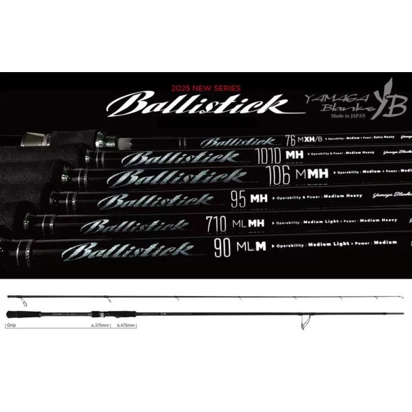 Yamaga Blanks Ballistick 95MH 2,876m 8-50gr Fuji Sic K Titanium 2 Részes Pergető Bot