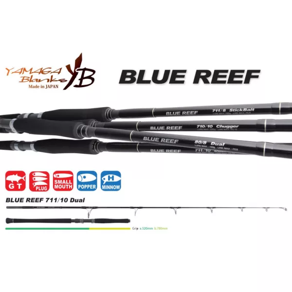 Canne à pêche spinning 2 brins Yamaga Blanks Blue Reef GT 711/10 Dual 2,47m 220gr