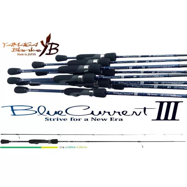 Yamaga Blanks Blue Current III 63 1,91m 0,3-5gr Canne à Pêche Spinning 2 Pièces