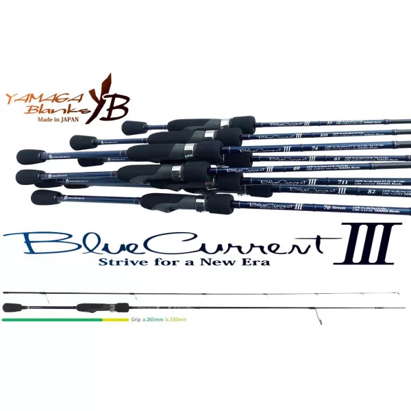 Yamaga Blanks Blue Current III 69 2,07m 0,3-7gr Canne à Pêche Spinning 2 Pièces