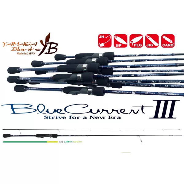 Canne à pêche spinning 2 brins Yamaga Blanks Blue Current III 74 2,23m 1-10gr