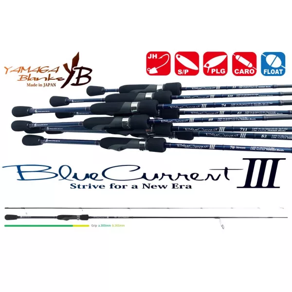 Canne à pêche spinning 2 brins Yamaga Blanks Blue Current III 711 2,42m 2-11gr