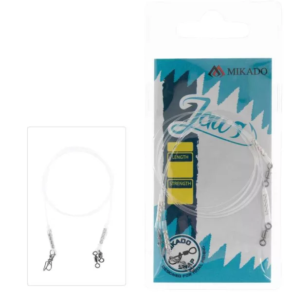 Mikado Jaws Fluorocarbon Bas de ligne pour carnassiers 25cm 15kg 2 pièces